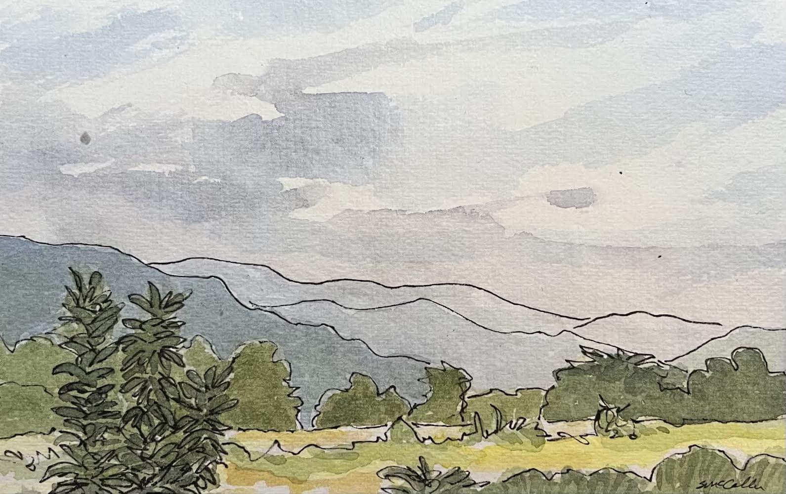 Line and Wash Watercolor Landscape