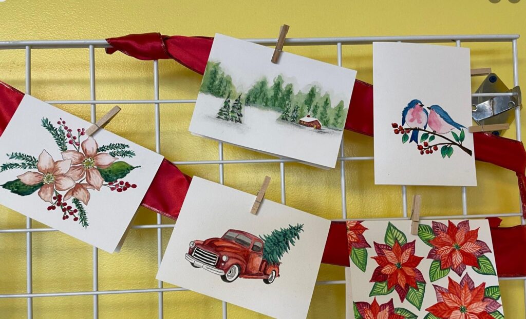 Watercolor Christmas Card class