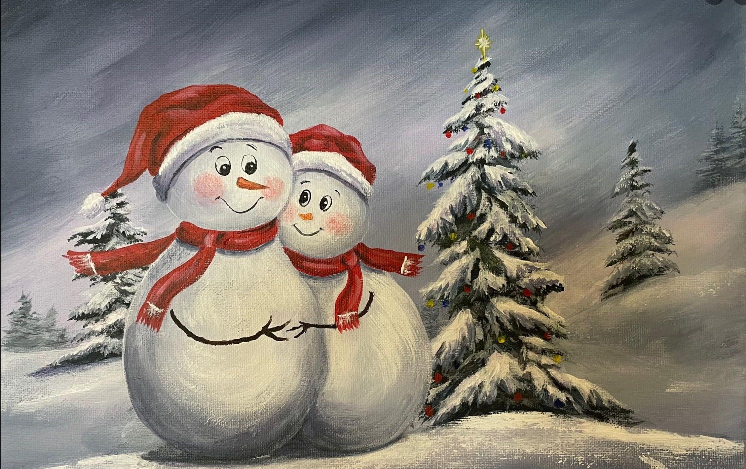 Winter landscape painting class with Carol