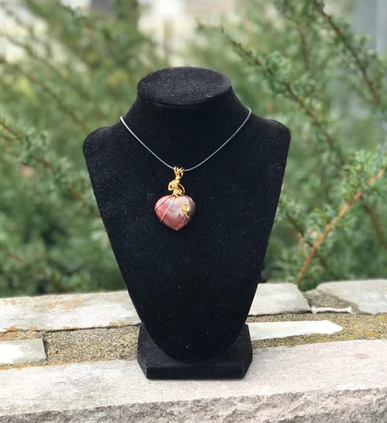 Jewelry making class, heart shaped gemstone pendant, with Polly