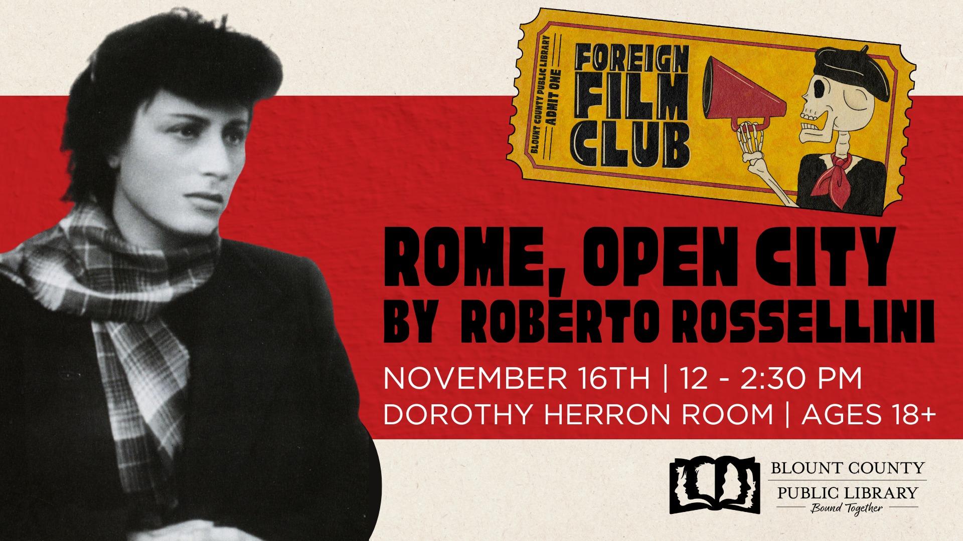 BCPL Foreign Film Club: Rome, Open City