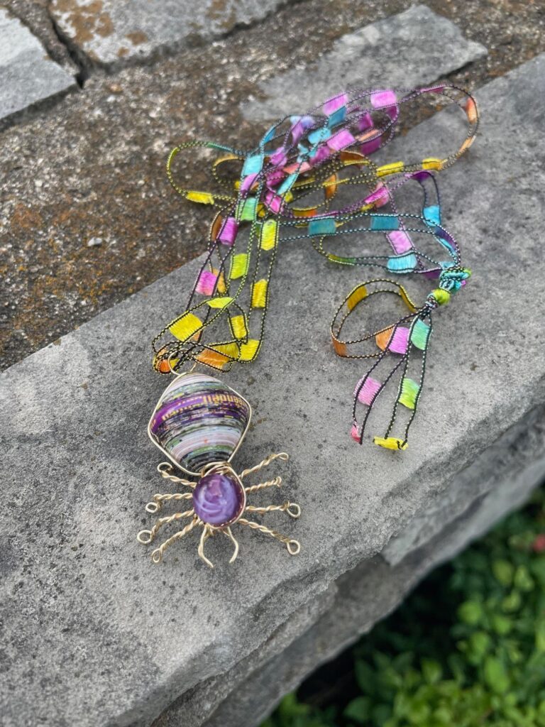 Jewelry Class- wire and gemstone spider pendant