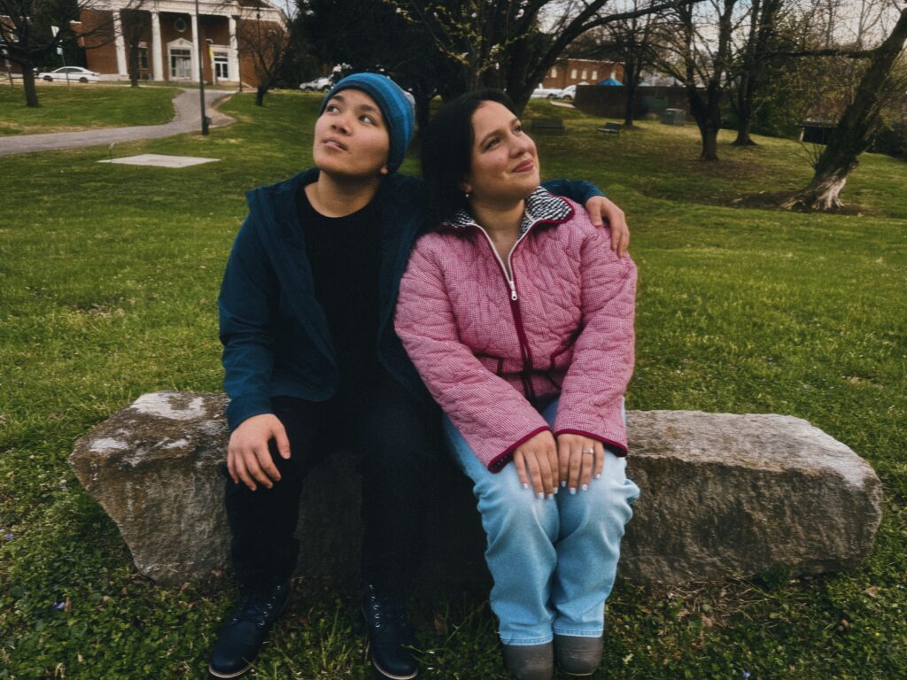 Jadyn York as Pete and Elizabeth EK as Suzette in 'Almost, Maine'