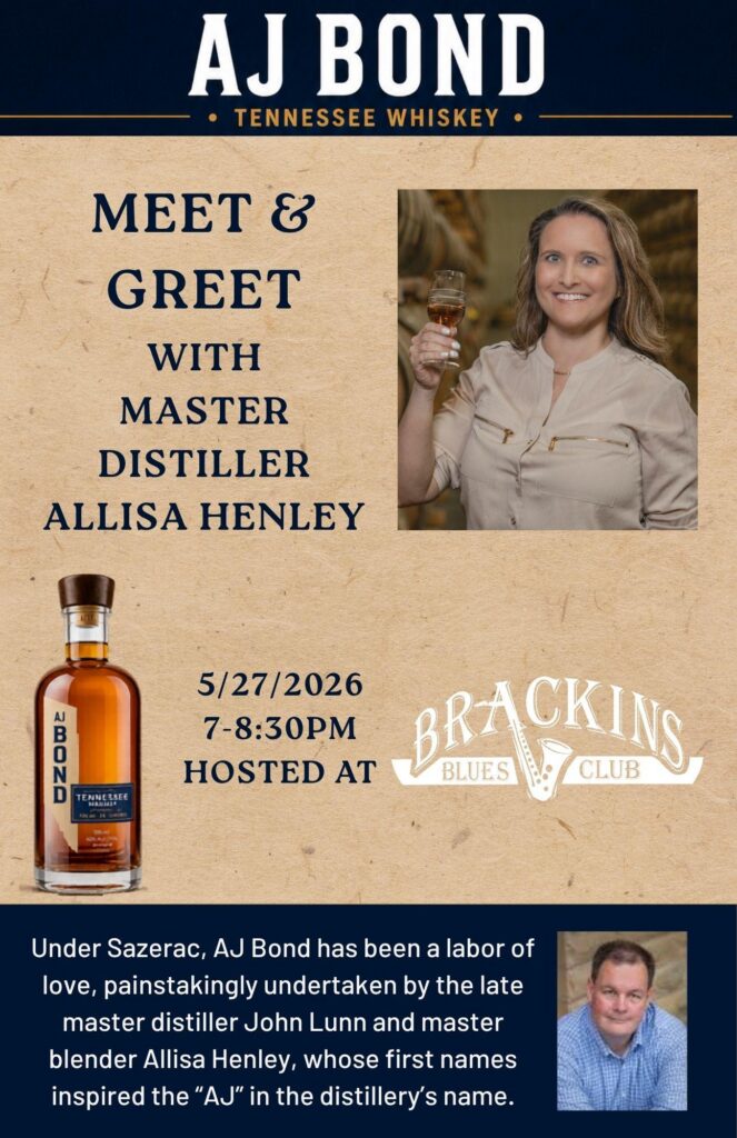 Meet & Greet w/AJ Bond TN Whiskey Master Distiller Alissa Henley