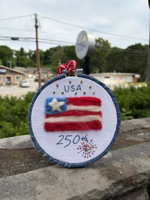 Needle Felted American Flag — 2D Hoop Art