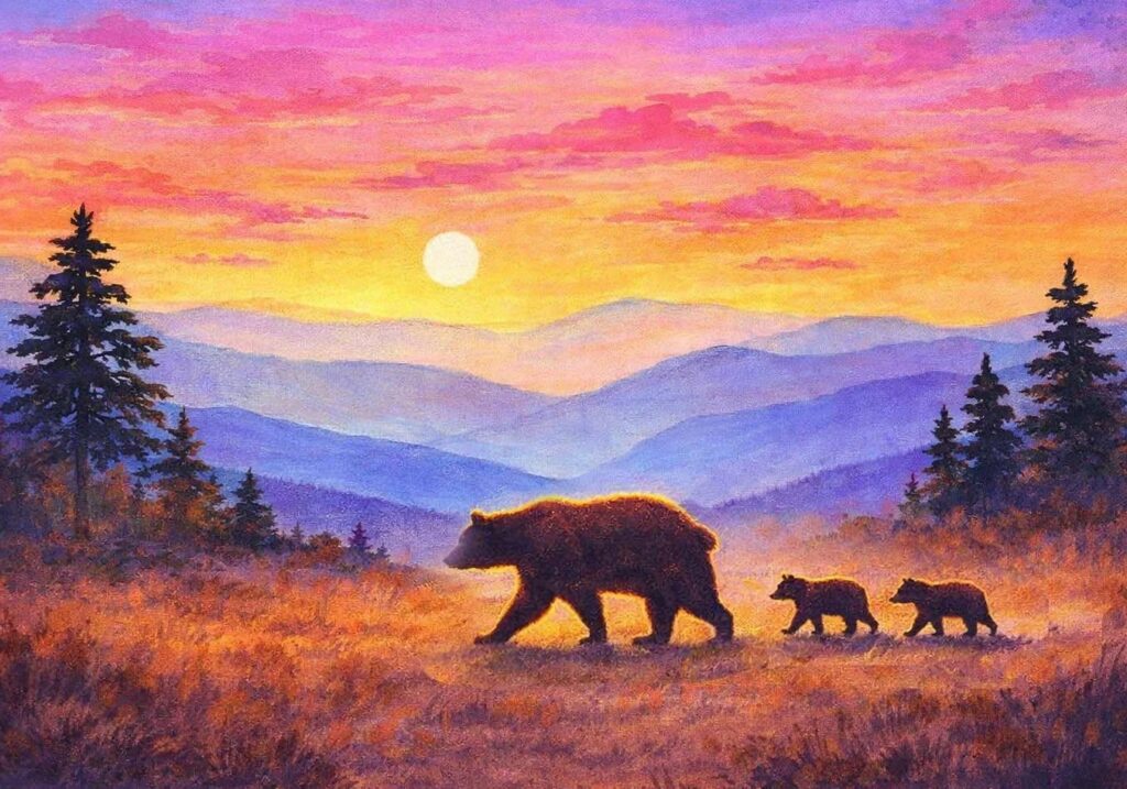 Smoky Mountain Sunset with Bears — Townsend Artisan Gallery