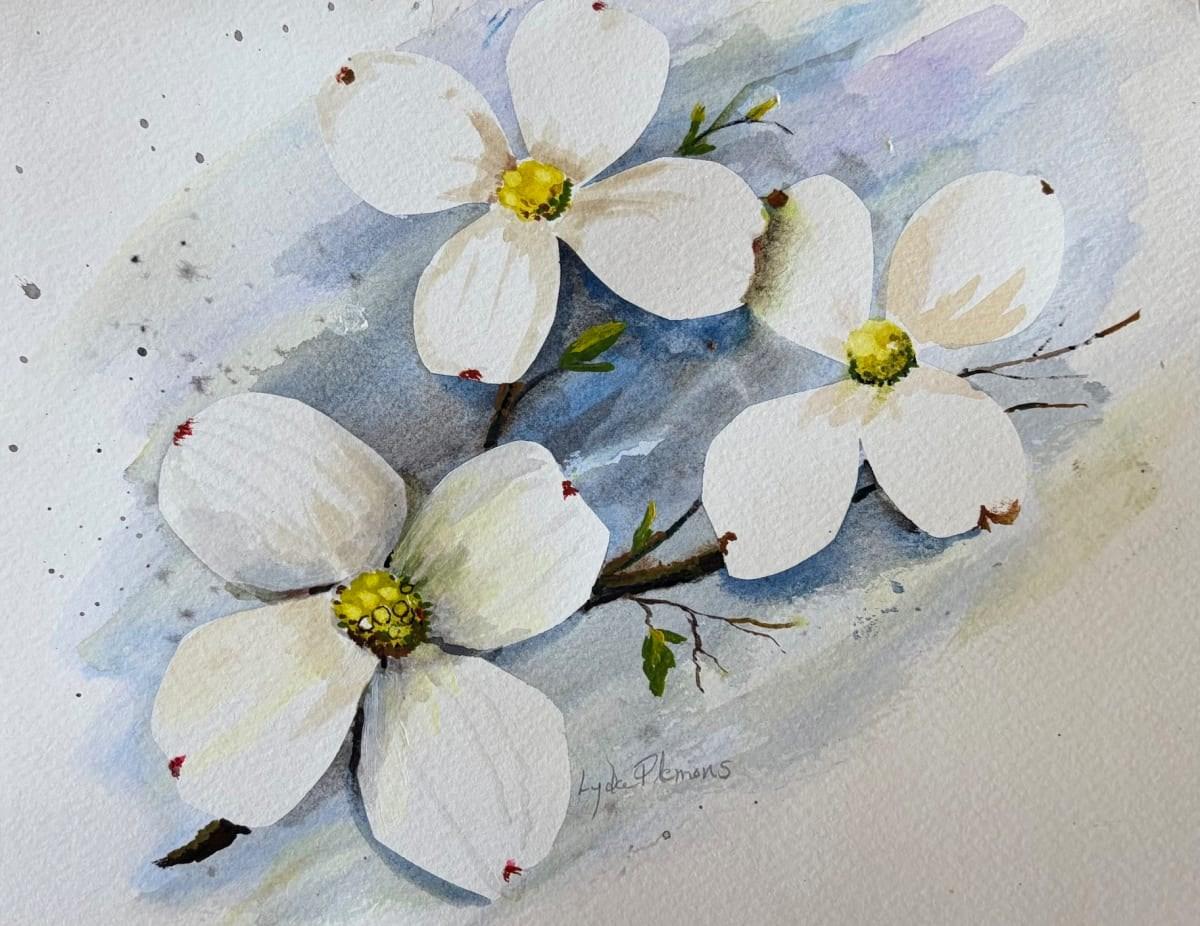 Watercolor class -White Dogwood Trio- with Lyda